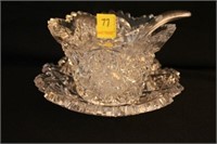 CUT CRYSTAL MAYONAISE WITH SPOON AND UNDERPLATE