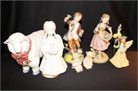 GROUPING: PORCELAIN FIGURINES, SHEEP, ETC.