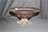 11" RED CUT TO CLEAR CENTERPIECE BOWL