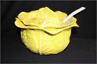 PORCELAIN CABBAGE (YELLOW) SOUP TUREEN WITH SALT A