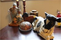 GROUPING: COW, CANDLE FIGURINE, ETC.