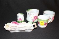 GROUPING: PORCELAIN CUPS AND TOOTHPICK HOLDER