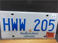 NEWFOUNDLAND LABRADOR LICENSE PLATE