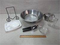 METAL BOWL, CAN OPENER AND MORE