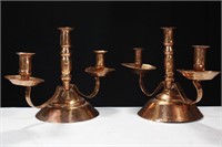 PAIR OF COPPER CANDLEHOLDERS