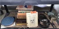 CONTENTS OF SHELF BOOKS / MISC DECOR/ SILVERPLATE