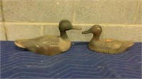 2 vintage wooden duck decoys