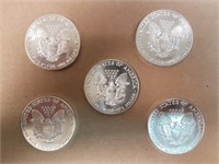 USA  $1 Silver Eagle - Lot of 5