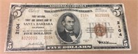 USA $5 Dollars Rare 1st National Bank