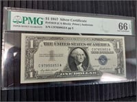 USA $1 Silver Certificate Series 1957 UNC PMG 66