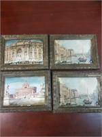 Vintage Lot Of 4 Framed Italy Landmark Printing