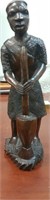 Hand Carved Wooden African Sculpture Woman With Ba