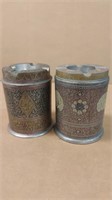 Collectible 2 Ornate Outdoor Indian Brass Ashtrays