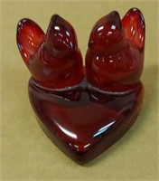 "Titan Art Glass Ruby Cardinals Of Love Virtue
