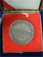 Vintage Old China Bronze Medal in Original Box