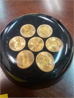 Vintage Paper Weight including 7 Cents 1974D