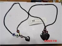 2 NECKLACES WITH HEARTS - MAGNETIC CLIP