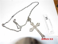 STERLING CROSS AND STAINLESS STEEL NECKLACE