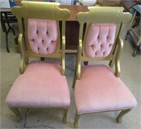 Pair Gilt & Pink Chairs