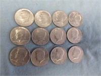 12 1970's Kennedy 1/2 $'s