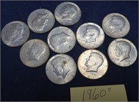 10 1960's Kennedy 1/2 $'s