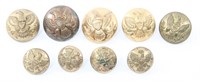 19TH C. US MILITARY UNIFORM BUTTONS LOT OF 9