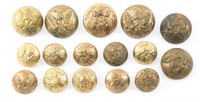 19TH C. US MILITARY UNIFORM BUTTONS LOT OF 16