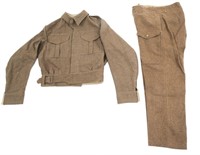 WWII TO POST WAR BRITISH ARMY TROUSERS & TUNIC LOT