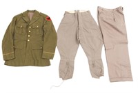 WWII US ARMY NAMED DRESS TUNIC & TROUSERS LOT