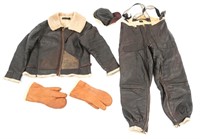 WWII USAAF FLYING JACKET TROUSERS GLOVES & HAT LOT