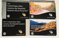 4 America the beautiful quarters silver proof sets