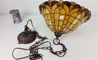 Lampe /Suspension en vitrail couleur ambré