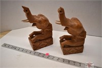 Wooden Elephant Book ends