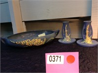 3 Pcs. Foxglove Blue Roseville Pottery