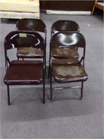 Set of 4 Brown Folding Chairs