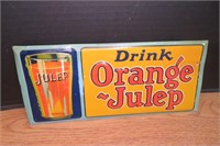 Vintage Orange Advertising Julep Soda Sign 11x5"