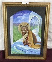 Holy Cat Signed Oil on Canvas