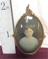Antique Convex Glass Child's Portrait