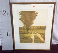 Signed Oliviero Masi Country Road Lithograph
