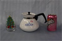 Corning Wear Tea Pot & Christmas Glass