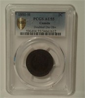 1881-H, 1 Cent,  PCGS AU55 Doubled Die Obv