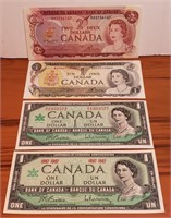 Canada One (3X) and Two (1X) Dollar Bills