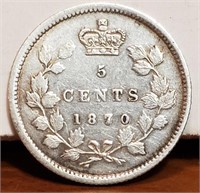 1870 Canada 5 Cent Error Die Crack "I"