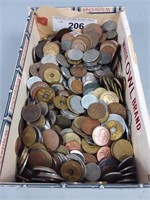 Cigar Box Of Coins & Tokens