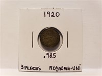 ROYAUME-UNI 3 Pence 1920 Silver .925