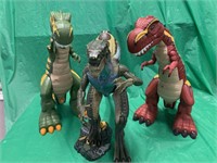 GROUP OF 3 LARGE KIDS PLASTIC DINOSAURS 17IN TALL