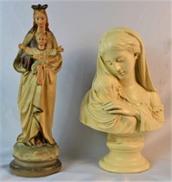 TWO RELIGIOUS SCULPTURES ONE BY MARWAL R. MONTI