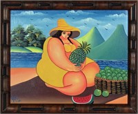 MODERN PAINTING AFTER BOTERO WOMAN SIGNED