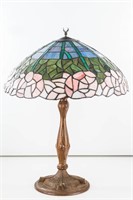 Vintage Table Lamp with Stained Glass Shade