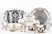 Silver Plated Trays, Bowls, and Footed Servers